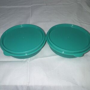 Vintage Tupperware Yellow Round Snack Container W/ Lid 1286-18 Lot Of 2